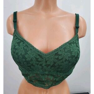 Victoria's Secret Pink Lace Bralette Push Up Bra Size XXL Dark Green Underwire